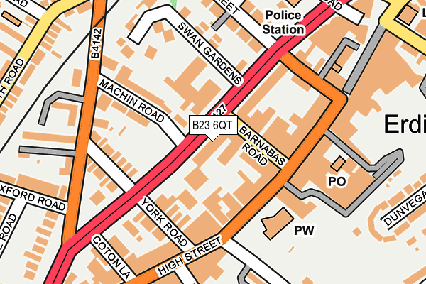 B23 6QT map - OS OpenMap – Local (Ordnance Survey)