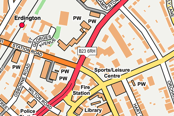 B23 6RH map - OS OpenMap – Local (Ordnance Survey)