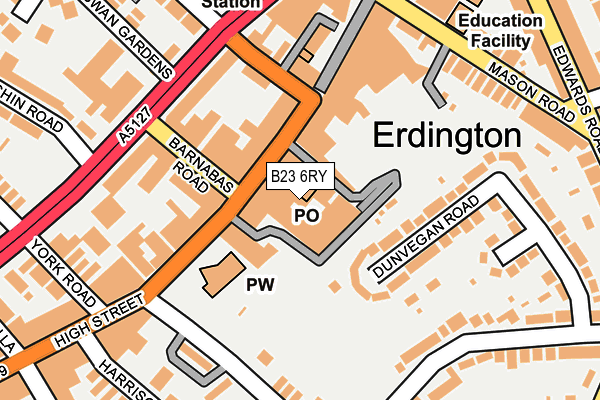 B23 6RY map - OS OpenMap – Local (Ordnance Survey)