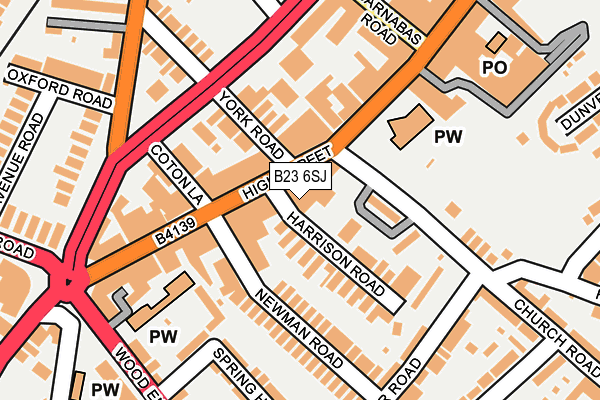 B23 6SJ map - OS OpenMap – Local (Ordnance Survey)