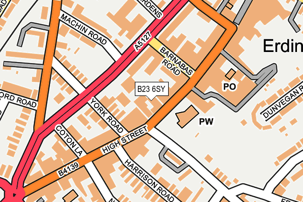 B23 6SY map - OS OpenMap – Local (Ordnance Survey)