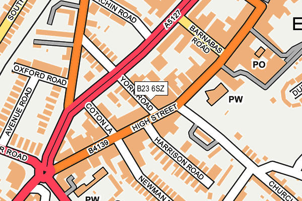 B23 6SZ map - OS OpenMap – Local (Ordnance Survey)
