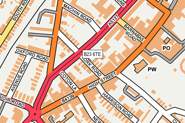 B23 6TE map - OS OpenMap – Local (Ordnance Survey)