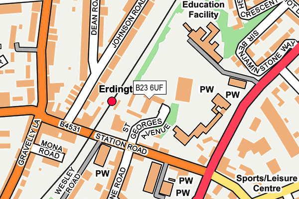 B23 6UF map - OS OpenMap – Local (Ordnance Survey)