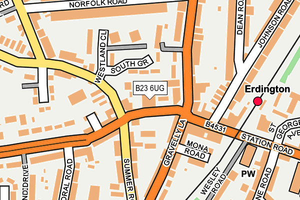 B23 6UG map - OS OpenMap – Local (Ordnance Survey)