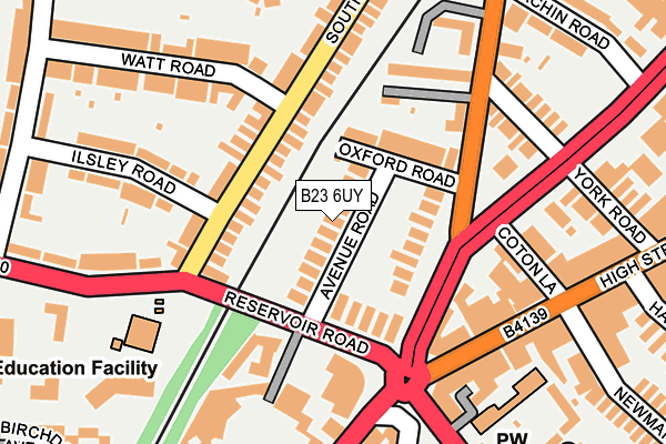 B23 6UY map - OS OpenMap – Local (Ordnance Survey)
