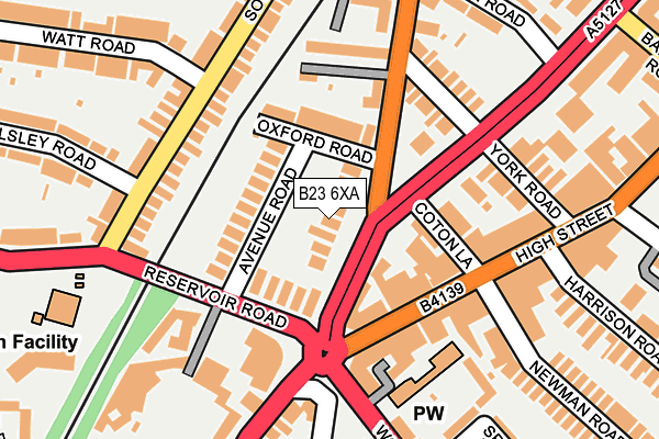 B23 6XA map - OS OpenMap – Local (Ordnance Survey)