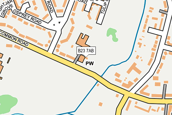B23 7AB map - OS OpenMap – Local (Ordnance Survey)