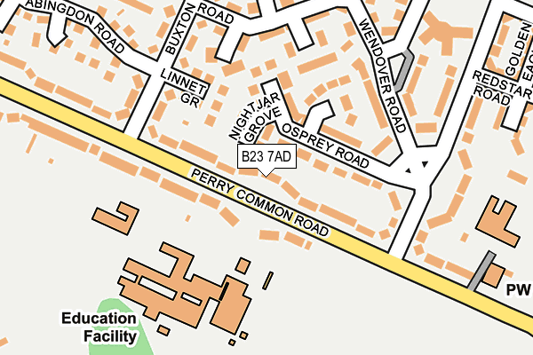 B23 7AD map - OS OpenMap – Local (Ordnance Survey)