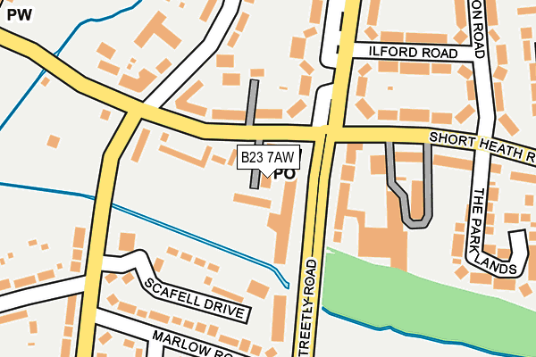 B23 7AW map - OS OpenMap – Local (Ordnance Survey)
