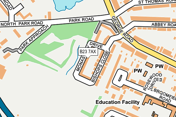 B23 7AX map - OS OpenMap – Local (Ordnance Survey)