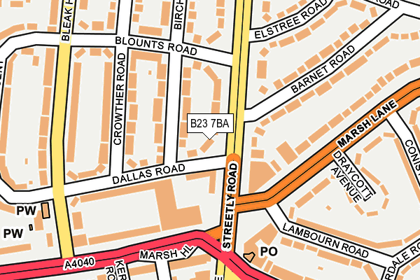 B23 7BA map - OS OpenMap – Local (Ordnance Survey)