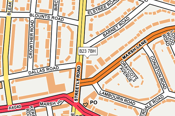 B23 7BH map - OS OpenMap – Local (Ordnance Survey)