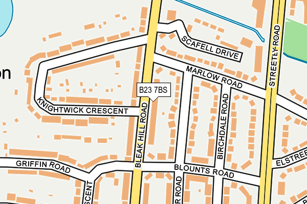 B23 7BS map - OS OpenMap – Local (Ordnance Survey)