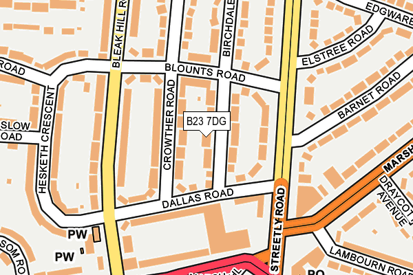 B23 7DG map - OS OpenMap – Local (Ordnance Survey)