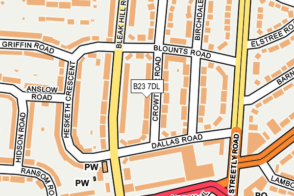B23 7DL map - OS OpenMap – Local (Ordnance Survey)