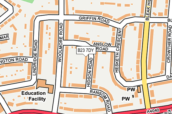 B23 7DY map - OS OpenMap – Local (Ordnance Survey)