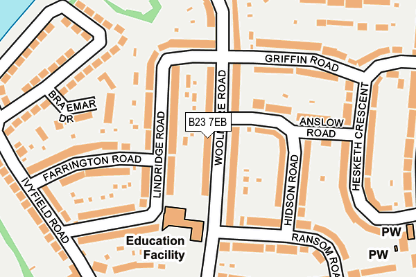 B23 7EB map - OS OpenMap – Local (Ordnance Survey)