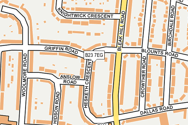 B23 7EG map - OS OpenMap – Local (Ordnance Survey)