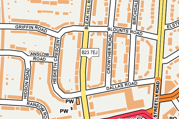 B23 7EJ map - OS OpenMap – Local (Ordnance Survey)