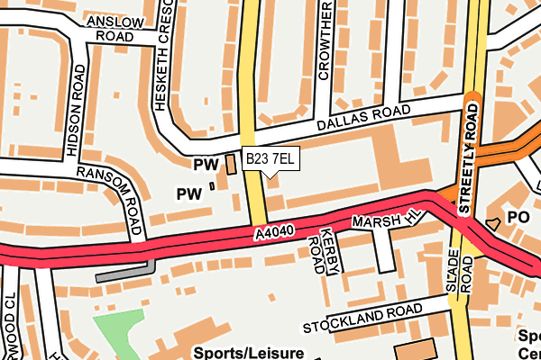 B23 7EL map - OS OpenMap – Local (Ordnance Survey)