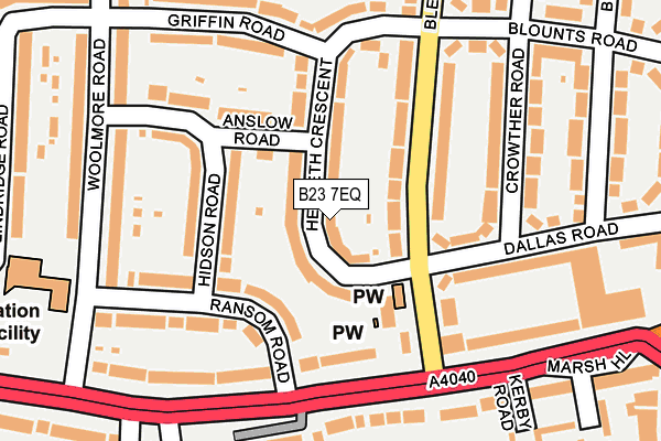 B23 7EQ map - OS OpenMap – Local (Ordnance Survey)