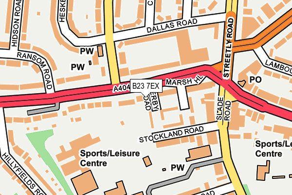 B23 7EX map - OS OpenMap – Local (Ordnance Survey)