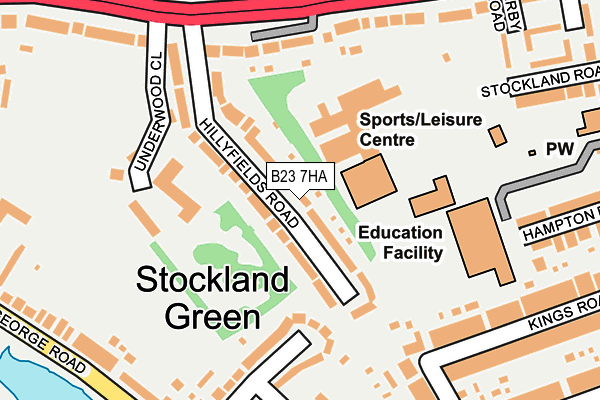 B23 7HA map - OS OpenMap – Local (Ordnance Survey)