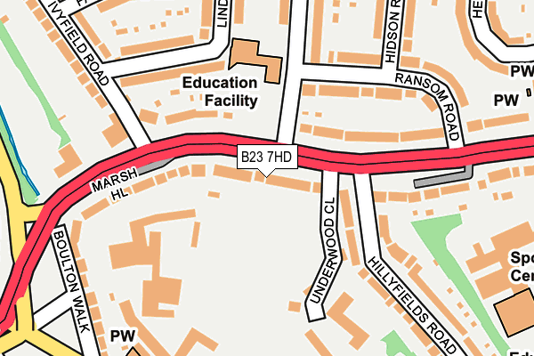 B23 7HD map - OS OpenMap – Local (Ordnance Survey)