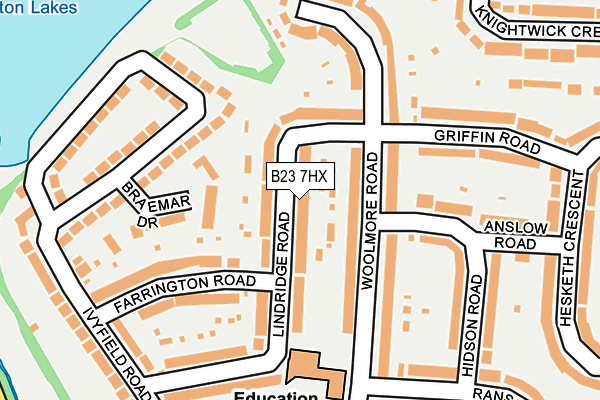 B23 7HX map - OS OpenMap – Local (Ordnance Survey)