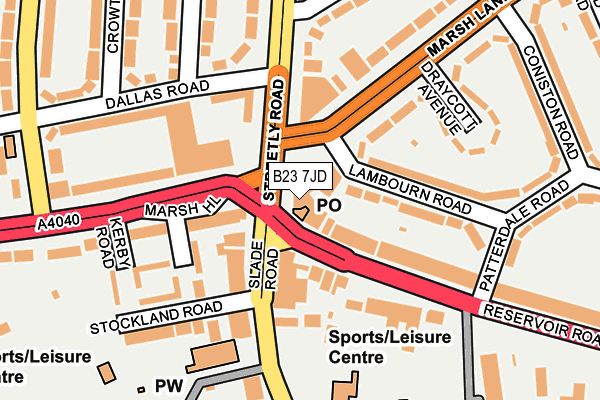 B23 7JD map - OS OpenMap – Local (Ordnance Survey)