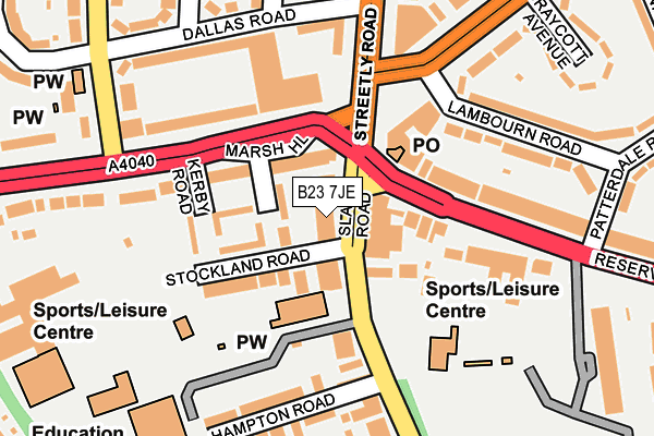 B23 7JE map - OS OpenMap – Local (Ordnance Survey)