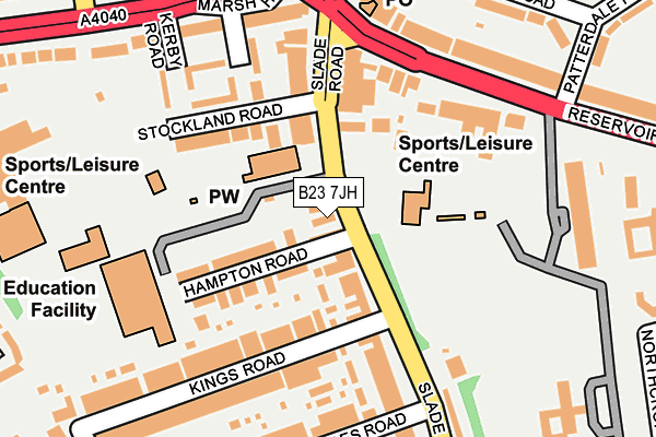 B23 7JH map - OS OpenMap – Local (Ordnance Survey)