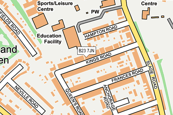 B23 7JN map - OS OpenMap – Local (Ordnance Survey)
