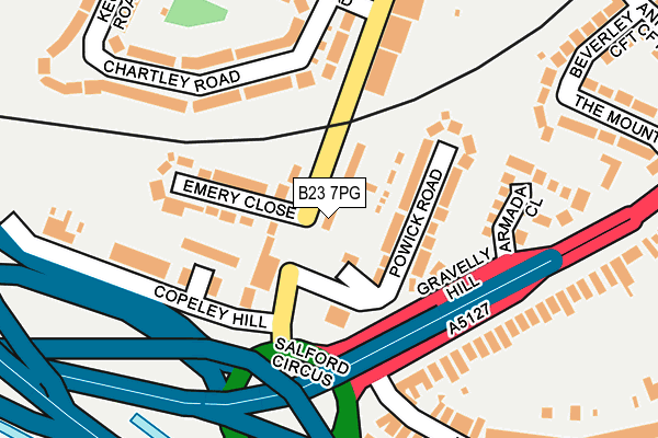 B23 7PG map - OS OpenMap – Local (Ordnance Survey)