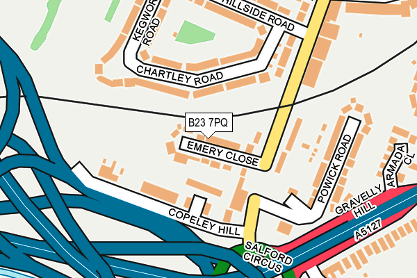 B23 7PQ map - OS OpenMap – Local (Ordnance Survey)