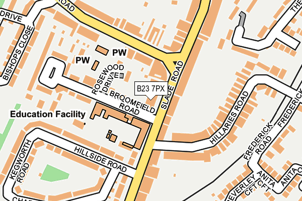 B23 7PX map - OS OpenMap – Local (Ordnance Survey)
