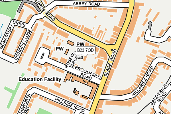 B23 7QD map - OS OpenMap – Local (Ordnance Survey)
