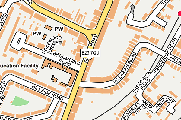 B23 7QU map - OS OpenMap – Local (Ordnance Survey)