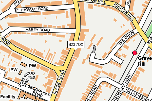 B23 7QX map - OS OpenMap – Local (Ordnance Survey)