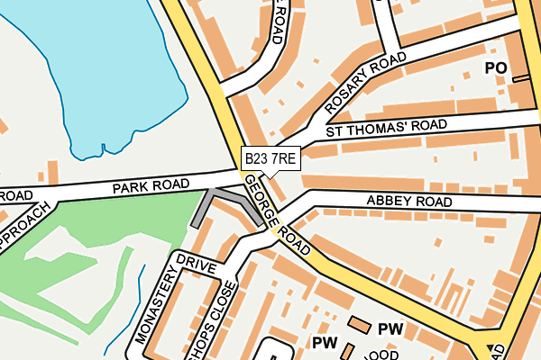 B23 7RE map - OS OpenMap – Local (Ordnance Survey)
