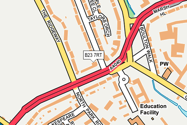 B23 7RT map - OS OpenMap – Local (Ordnance Survey)