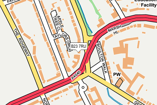 B23 7RU map - OS OpenMap – Local (Ordnance Survey)
