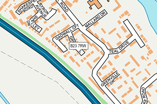 B23 7RW map - OS OpenMap – Local (Ordnance Survey)