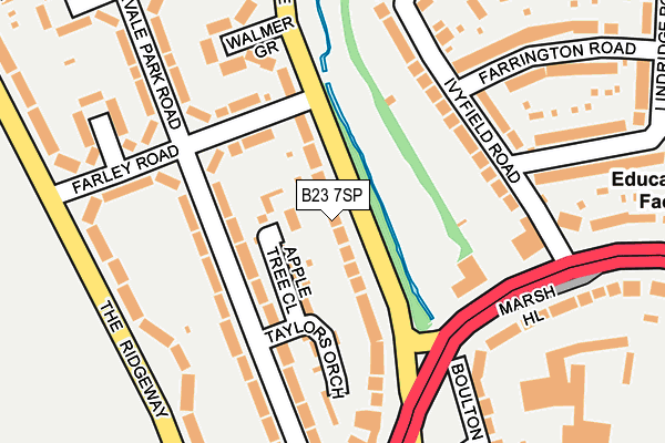 B23 7SP map - OS OpenMap – Local (Ordnance Survey)