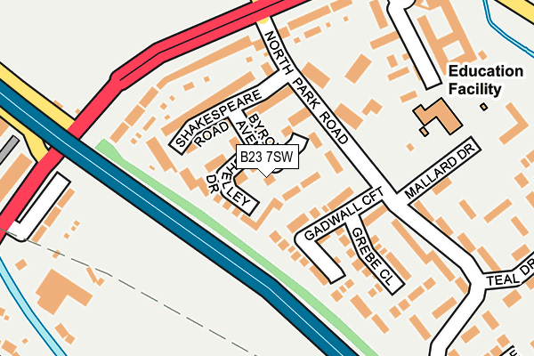 B23 7SW map - OS OpenMap – Local (Ordnance Survey)