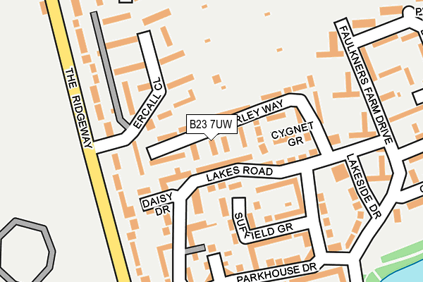 B23 7UW map - OS OpenMap – Local (Ordnance Survey)