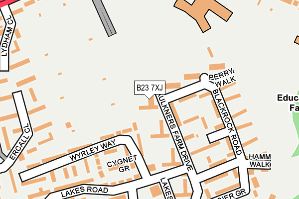 B23 7XJ map - OS OpenMap – Local (Ordnance Survey)