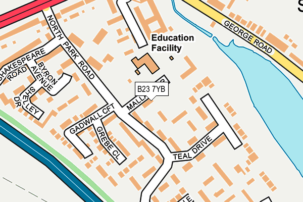 B23 7YB map - OS OpenMap – Local (Ordnance Survey)