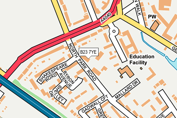 B23 7YE map - OS OpenMap – Local (Ordnance Survey)